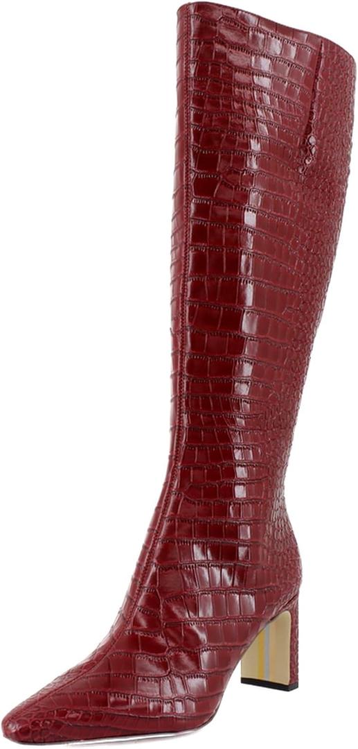 Sam Edelman Women's Sylvia Knee High Boot, Scarlet Cherry Wide Calf, 10