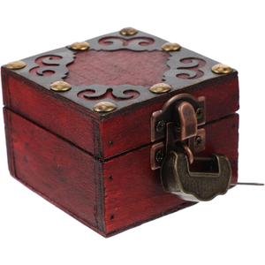 EXCEART Wooden Jewelry Box Small Vintage Storage Case 2.75X2.75X2.04In with Lock for Rings Necklaces Earrings Trinket Organizer