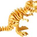 FunisFun 3D Printed Dragon with Articulated Bones for Adult, 3D Printed Dinosaur Fidget Toys Decor for Stress Relief (Gold, 1P)