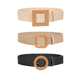 JASGOOD Straw Woven Elastic Stretch Belts Women Raffia Dress Waist Band Boho Ladies Braided Dress Belts