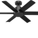 Hunter 44 inch Outdoor or Indoor Ceiling Fan No Light - Black Ceiling Fan without Light, For Patio, Porch, Garage, or Living Room, Standard Mount, 6 Blades, Wall Control - Kennicott 59613, Matte Black