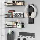 Multifunctional Magnetic Shelf for Washing Machine, Refrigerator, Microwave, and Any Metal Surface, Powerful Magnetic Shelves Include Unique Hollow Design Metal Organizers 6 pcs - Black