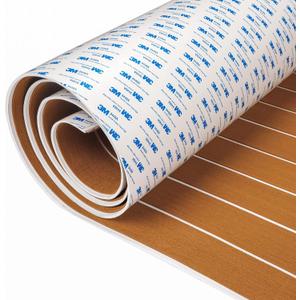 OCEANBROAD EVA Foam Boat Flooring with 3M Adhesive Backing Marine Self-Adhesive Decking 96''x45.6''/36''/28.8''/16.8'', 48''x16.8'' Faux Teak Sheet for Jon Boats Swim Platform Helm Pad RV Floor (24"L x 24"W x 0.2"Th, Brown With White Seam Lines)