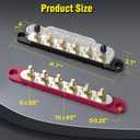 MOFEEZ Power Distribution Block Bus Bar, 6 x 5/16" Posts, 10 x #8 Screws Terminals, Max 48V 250A (Pair, Red & Black)