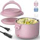 Aotto Electric Lunch Box, 32 oz Portable Food Warmer Heater, Lunch Warmer Portable for Work/ Office/ Car/ Travel 12V/ 24V/ 110V 3-in-1, Warming Soup & Meal, Spill-Free, Men & Women's Gifts, Pink