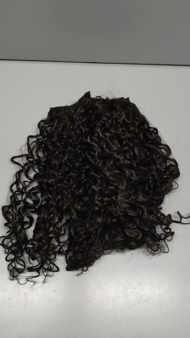 Flufymooz 4PC Clip in Hair Extensions, 14 Inch 100％ Pure Protein Silk Short Hairpiece Deep Curly Wavy Hair Extensions Clip in Natural Soft Hairpiece for Women-Dark Chocolate Brown