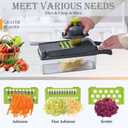 Vegetable Chopper Dicer with Container | Cheese Grater Mandoline Slicer Cabbage Shredder French Fry Cutter Stainless Steel for Veggie Onion Potato Fruit Food, Manual Hand Cooking Gadget for Kitchen