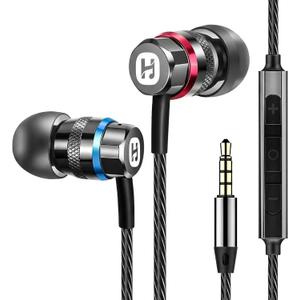 HIFI WALKER A1 Wired Earbuds with Microphone, Hi-Res 3.5mm Headphones Wired with Volume Control, Clear Calling Metal in-Ear Earphones for PC, Laptop, Tablet, Smartphone, Gaming (Space-Gray)