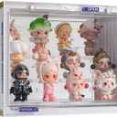 Clear Display Case for Figures, 3 Tier Adjustable Display Stand, Acrylic Display Box with Magnetic Door, Dustproof Showcase for Collectibles Mini Funko Pop Popmart Action Figures (Ivory-1 Pack)