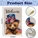 2 x Welcome 4th of July Bear Patriotic Garden Flag, America USA Stars Dark Blue Yard Lawn Outside Decor, Memorial Day Independence Day Outdoor Home Decoration Double Sided 12 x 18 inch