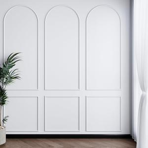Colingmill 3 Set 24 x 64 Inch Arch Wall Molding Kit Peel Stick Arch Premade Accent Wainscoting Panel Wall Panel Decor Pre Cut Trim Kit for Home Walls Molding DIY Living Room Decor(Classic Style)