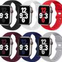 (6 Packs) Sport Bands Compatible with Apple Watch Band 38mm 40mm 41mm 42mm Silicone iWatch Band Ultra 3 2 1 SE Series 11 10 9 8 7 6 5 4 3 2 1 Women Men