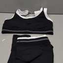 Panadila Womens Yoga Set 2 Piece Outfits Striped Workout Set Gym Matching Sports Bra and High Waist Leggings Activewear (Large, Black)