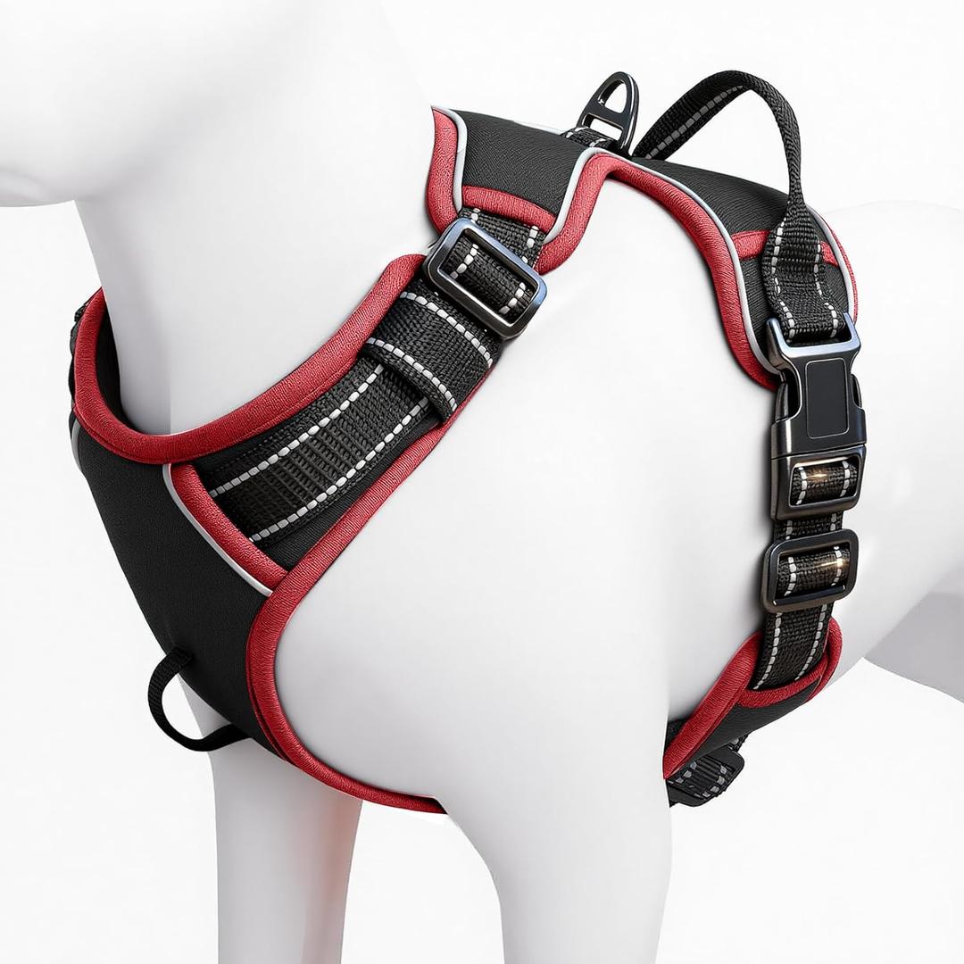 No Pull Dog Harness, No Chock Reflective Adjustable Soft Padded Pet Vest with Easy Control Handle, Easy Wearing with Stylish, Reinforced Knot, 2 Buckles XS