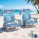 HOPERAN 5-Position Backpack Beach Chair for Adults with Lumbar Support, 2 pack, Blue&white