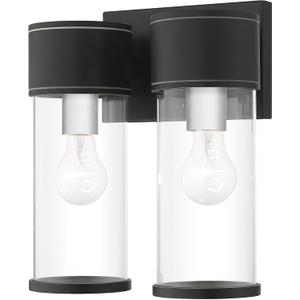 Livex Lighting, 71926-14, Atlantic, Outdoor Large Wall Lantern, Textured Black with Antique Silver Finish Accents