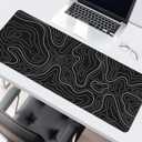 2 x Long Gaming Mouse Pad Extended Anime Large Desk Pad with Non-Slip Base Full Keyboard Mat with Stitched Edges for Gaming and Office 31.5 x 11.8 inches (Black Geometry)