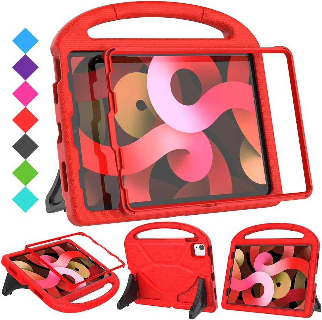 SUPLIK Kids Case for iPad Air 5th/4th Generation (10.9 inch,2022/2020), Built with Screen Protector, iPad Air 5 Kidproof Case with Handle Stand for Apple iPad Air Gen 4/5&Pro 11 Old Version, Red
