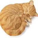 Sleeping Orange Tabby Cat Garden Statue Decor 8.27L, Resin Realistic Sculptures Gift for Cats Lovers, Pet Memorial Stones for Loss of Pet, Kitty Figurine Art Decoration for Indoor Outdoor Home