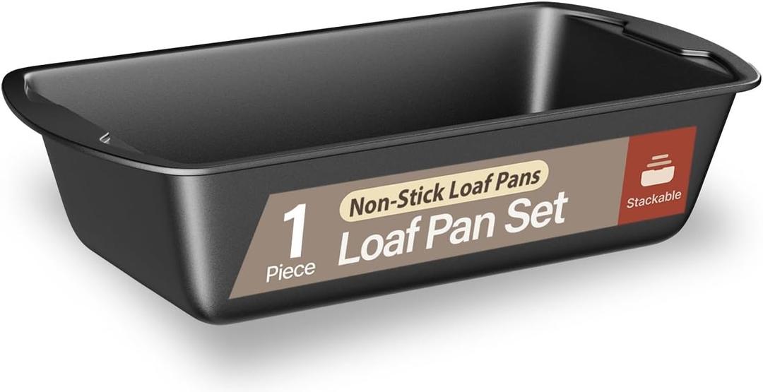 BAKKENMASTER Loaf Pan Set 1-Piece - Deluxe Nonstick Carbon Steel Bakeware for Perfect Bread and Cakes  Dishwasher Safe, Premium Pans for Home Baking (Gray)