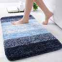 Arotive Microfiber Bathroom Rugs, Shaggy Soft and Absorbent Bath Rug, Non-Slip, Thick Plush Machine Washable Dry Bath Mats for Bathroom, Tub and Shower, 30x17, Blue, Rectangular