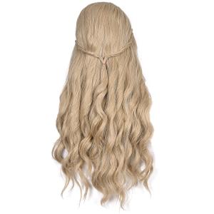 morvally Long Blonde Wavy Synthetic Hair Wigs for Women Halloween Cosplay Costume Wig (9-10)