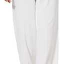 FUNYYZO Women Long Casual Pants High Waisted Work Pants Dressy Wide Leg Elastic Waist Trousers Pants (X-Small Long, White)