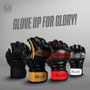 MoneyFyte Crown MMA Gloves for Men & Women Martial Arts Punching Bag Gloves, UFC Grappling Fighting & Kickboxing Gloves Pre-Curved Half Finger Boxing Sparring Glove