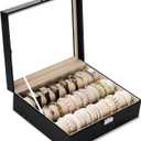 Nosiny Bracelet Display Holder with 3 Removable Rolls Bangle Organizer Display Clear Lid Bracelet Organizer Box Jewelry Storage Case for Women Girls Retail Bracelets Watch Stores Vendors, Black