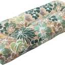 Magpie Fabrics Indoor Outdoor Bench Cushion 42"x18", Non-Slip Tufted Water Resistant Long Seat Pads, Patio Loveseat Cushion for Window, Garden, Swing, Settee - Green Floral