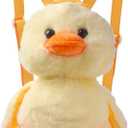 Ximimark 1 pc Cute Mini Little Yellow Duck Design Backpack, Chain Adjustable Strap Cartoon Fluffy Novelty Bag