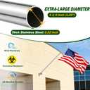 6FT Flag Pole Kit, 1 1/4 Inch (1.25) Large Diameter Stainless Steel Flag Pole for Outside House, Outdoor Flagpole with Holder, Embroidered US Flag (Silver)