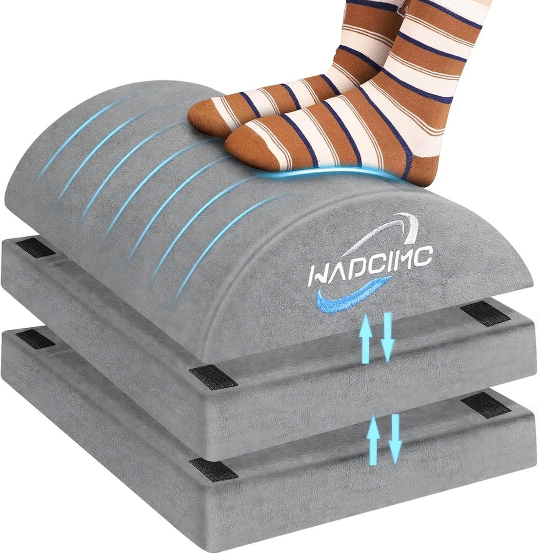 Foot Rest for Under Desk at Work, Foot Stool with Washable Cover, Comfortable Office Desk Accessories, Footrest with 3 Adjustable Heights, for Offices Gaming Chair, for Leg Support, Gray (Without Feet Warm Pocket)