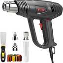 Heat Gun, TGK 1800W Heavy Duty Hot Air Gun Kit 122℉~1202℉ Dual Temperature Settings with 6 Nozzle Attachments Overload Protection for Crafts, Shrink Wrapping/Tubing, Paint Removing, Epoxy Resin