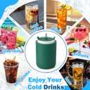 3 in 1 Ice Cube Bottle with Straw, Cylinder Silicone Water Bottle Ice Cube Maker for Freezer with Lid - Easy Release Ice Cube Tray Molds, Leakproof No Spill Design - Reusable (Green)