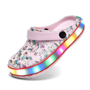 Kids' Clogs LED Garden Shoes Boys Girls Mules Light up Sandals Slip on Lightweight Non-slip  (Pink, 8 Toddler / 25) 
