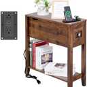 LUSUOWLZ Chairside Table with Charger,Cherry End Table with Movable Top and Charging Station, Narrow Side Table with Storage Cabinet and USB, Sofa Table for Living Room Bedroom : Home & Kitchen