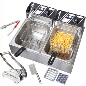 Electric Deep Fryer, 12L Commercial Stainless Steel Chip Fryer with Temperature Control, 110V 5000W Food-Grade French Fry Machine with Basket For Fried Chicken, Nuggets, Fries