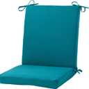 High Back Outdoor Chair Cushion – Hinged Patio Chair Pad with Removable Cover, Reversible Cushion with Ties, Durable Polyester Fabric, Eco-Friendly Recycled Polyfiber Fill, Peacock