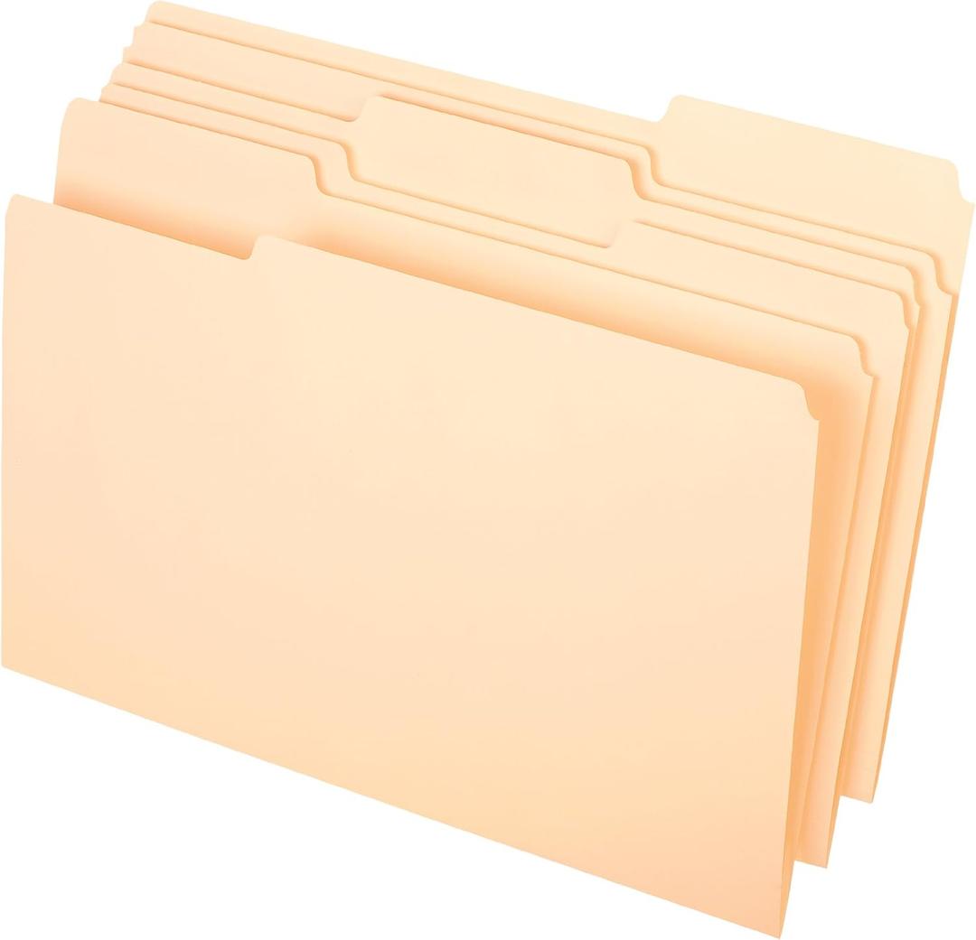 Island File Folder, Manila 1/3 Cut, Legal Size, 100 Count (371 1/3) | Premium manila stock, ideal for office, home, and school filing, compatible with letter/legal hanging folders and file boxes