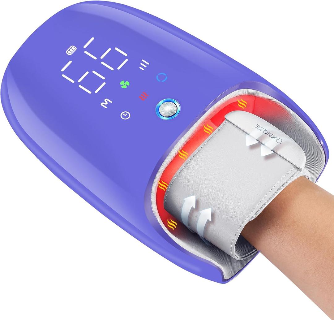 Fsa Hsa Eligible Hand Massager with Heat and Compression, Roller Kneading Massage, Fan Cooling and Wrist Massage for Wrist Arthritis, Carpal Tunnel Pain Relief, Gifts for Mom Women Men (Purple)