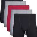 Gildan Men's Underwear Covered Waistband Boxer Briefs, Multipack (XX-Large, Black/Garnet/Graphite (5-pack))