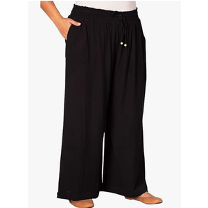 Plus Size Wide Leg Drawstring Linen Pants 3XL