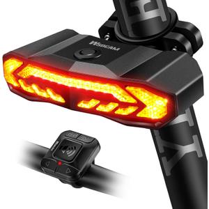 WSDCAM Smart Bike Light with Turn Signals, Brake Light, and Alarm Horn - Auto ON/Off Rechargeable Waterproof Rear Bicycle Tail Light with Remote