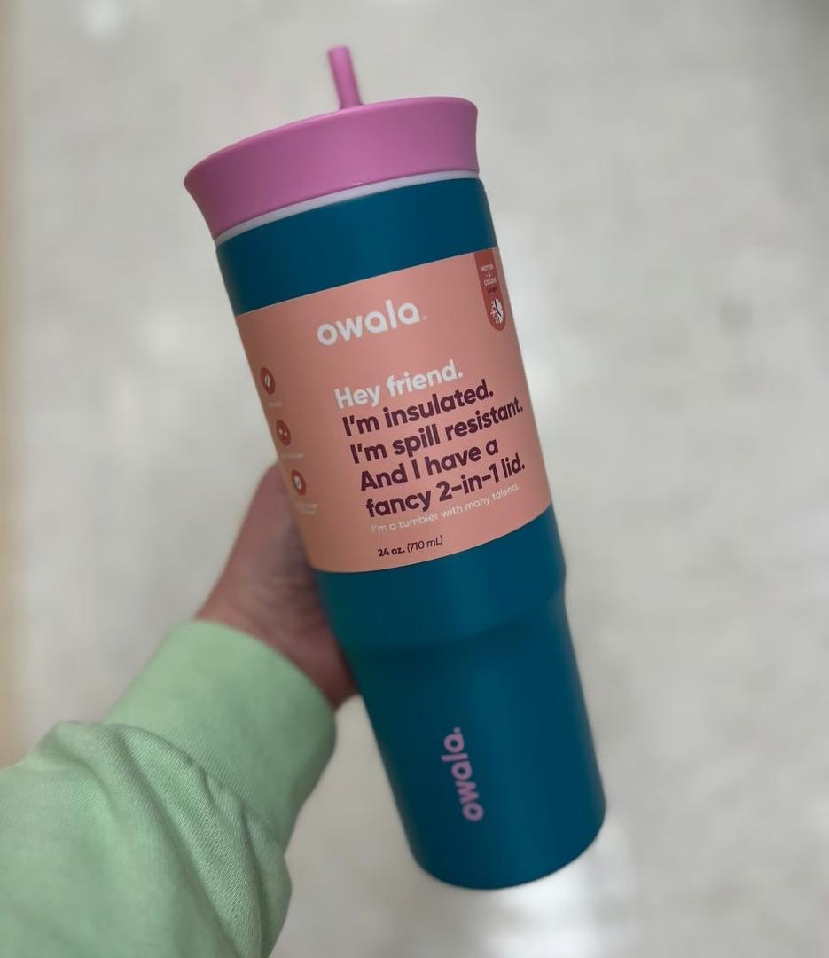 Owala Tumbler Stainless Steel 24oz Bottle Blue Pink