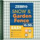 ZEBRO 4' x 50' Green Plastic Garden Fence Roll  Light Duty Mesh Fencing for Temporary Fence, Snow, Garden Netting, Animal Barrier, Agricultural Fencing & Lawn Protection