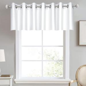 DECOVSUN Solid White Grommet Window Valance - 100X18 Inches, Blackout Curtain for Kitchen, Living Room, Bedroom & Kids Room - 1 Panel