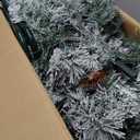 Pre-Lit Christmas Tree 7.5ft Snow Flocked, Artificial Spruce, 600 Clear Lights, Feel Real Hinged Xmas Trees