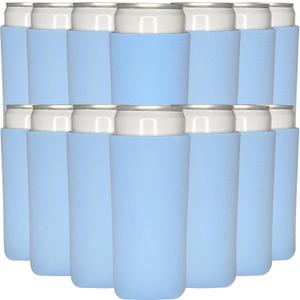 TahoeBay Slim Can Cooler Sleeves (50-Pack) Skinny Tall Cans 12 Oz Bulk Thin Seltzer Fit Sublimation Blanks for Vinyl Plain Blank Foam Beer Bottles Black White Assorted Solid Set (Placid Blue)