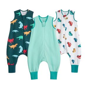 Toddler Sleep Sack with Feet 6-12 Months 100% Cotton 0.5 Tog Baby Sleep Sack with Legs, 3 Pack Soft Breathable Footed Wearable Blanket with 2-Way Zipper